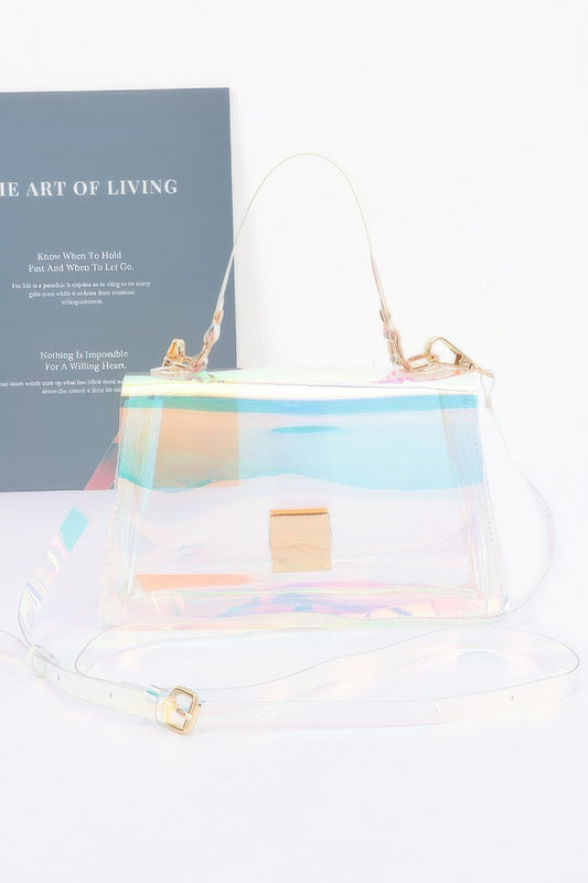 Transparent Top Handle Flap Clutch - It's a Girly Place