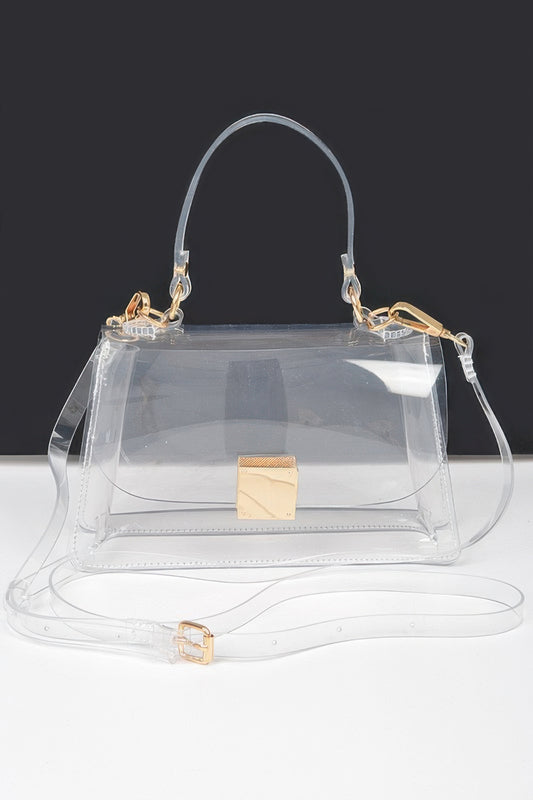 Transparent Top Handle Flap Clutch - It's a Girly Place