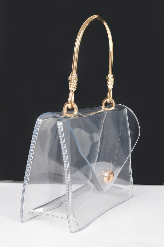 Transparent Metal Handle Flap Clutch - It's a Girly Place
