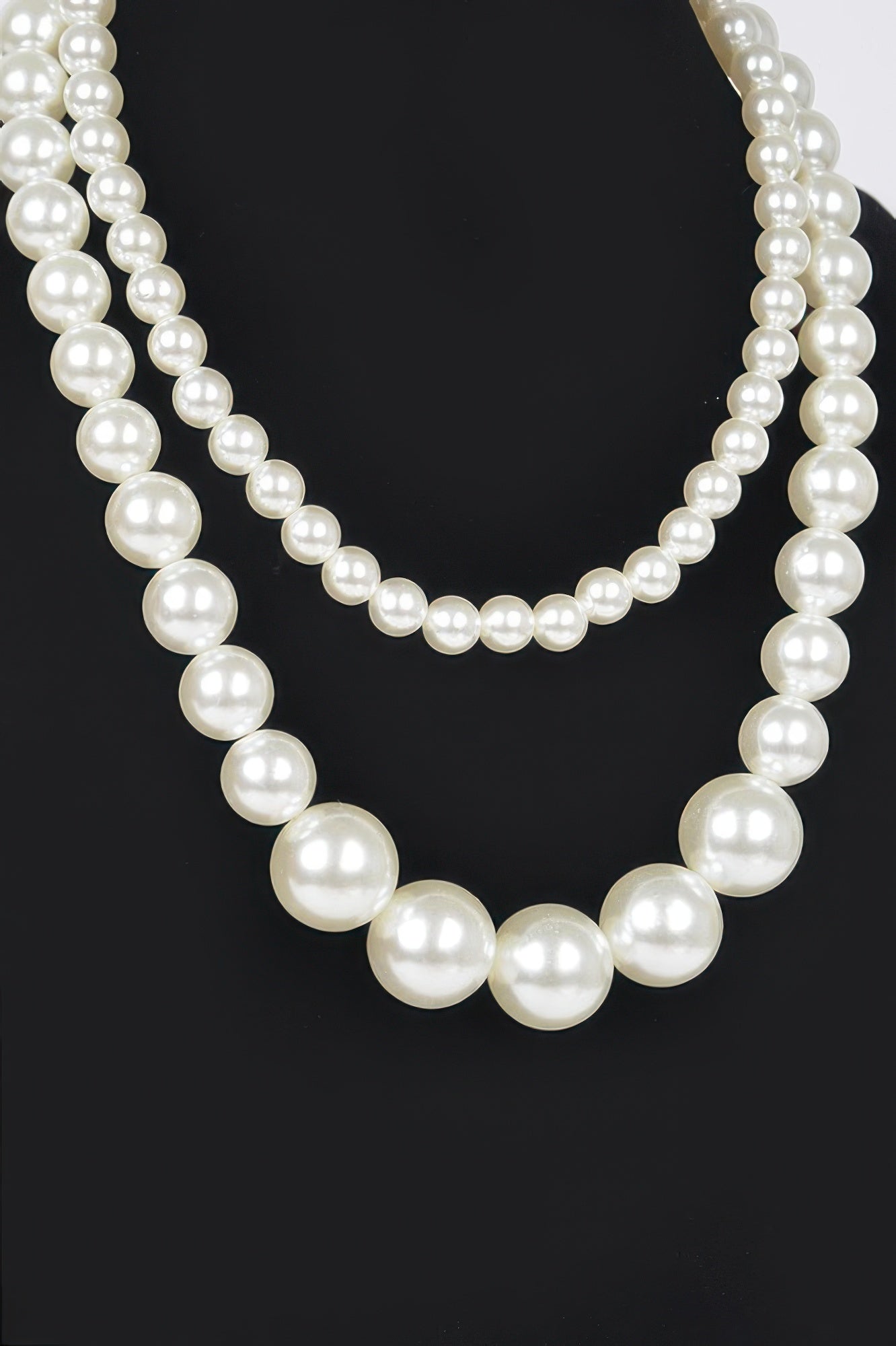 Multi Size Faux Pearl Double Layered Necklace - It's a Girly Place