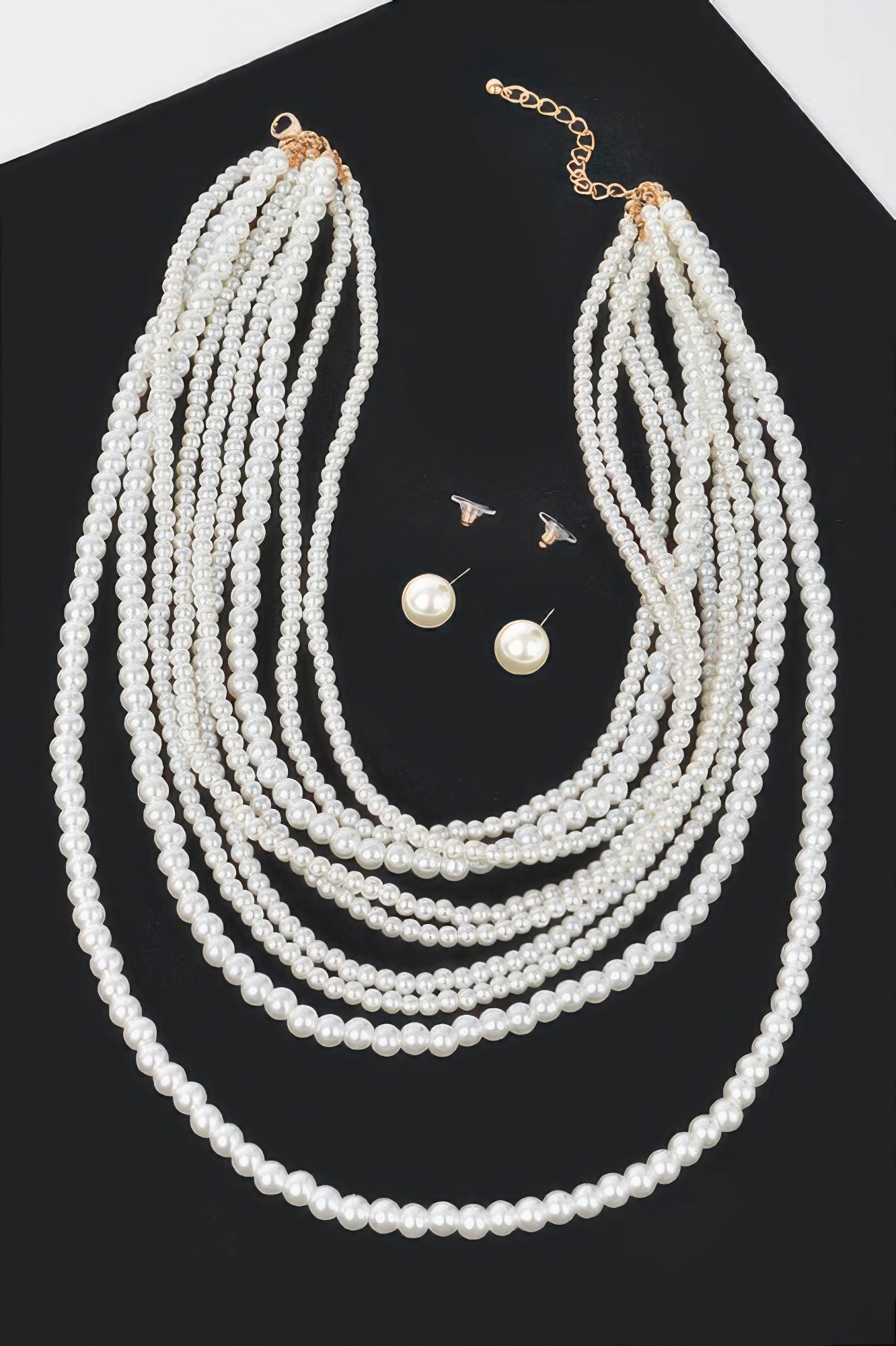 Multi Pearl Layered Necklace W/earring - It's a Girly Place