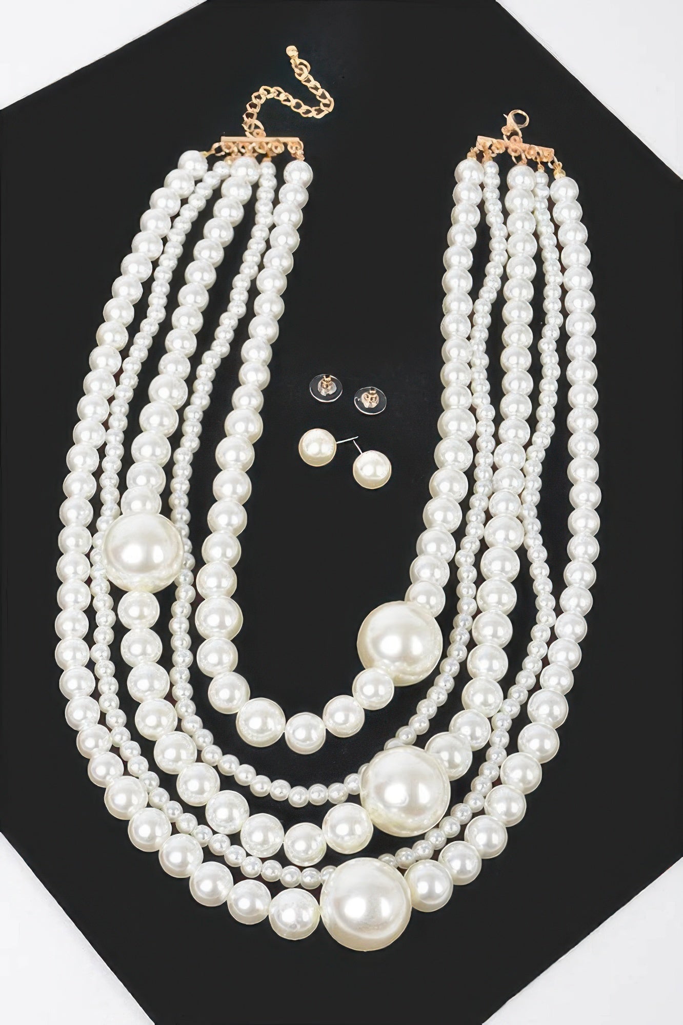 Multi Pearl Layered Necklace W/earring - It's a Girly Place