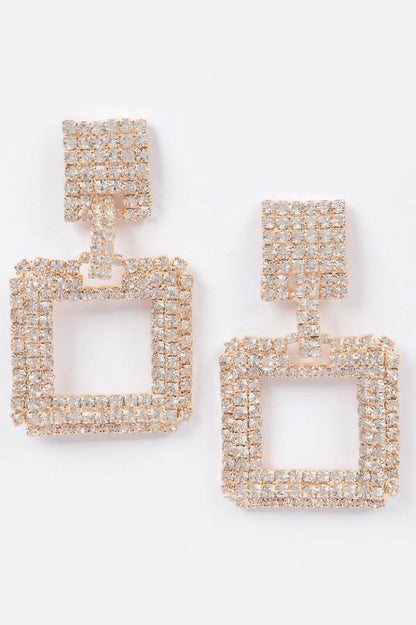 Rhinestone Square Earring - It's a Girly Place
