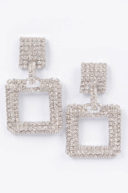 Rhinestone Square Earring - It's a Girly Place