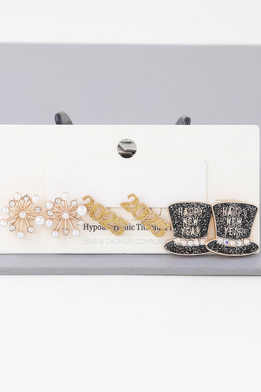 Multi 2025 New Year Earrings Set - It's a Girly Place