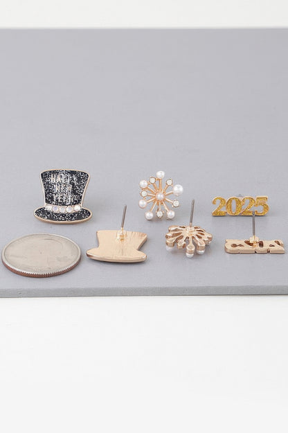 Multi 2025 New Year Earrings Set - It's a Girly Place