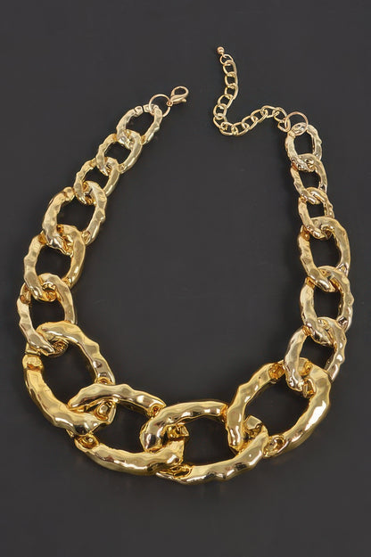 Hammered Link Chain Necklace - It's a Girly Place