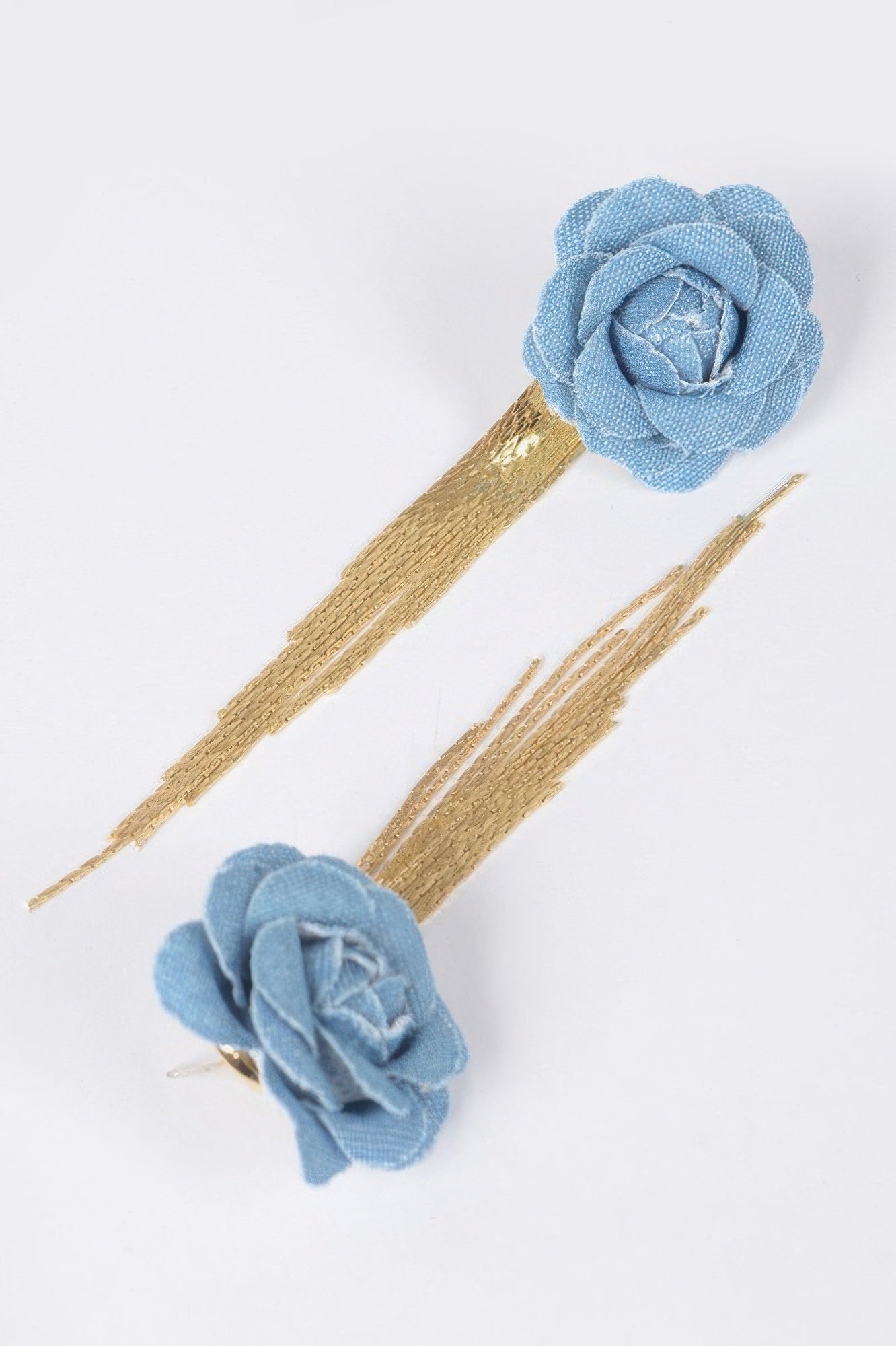 Denim Flower Metal Fringe Earring - It's a Girly Place