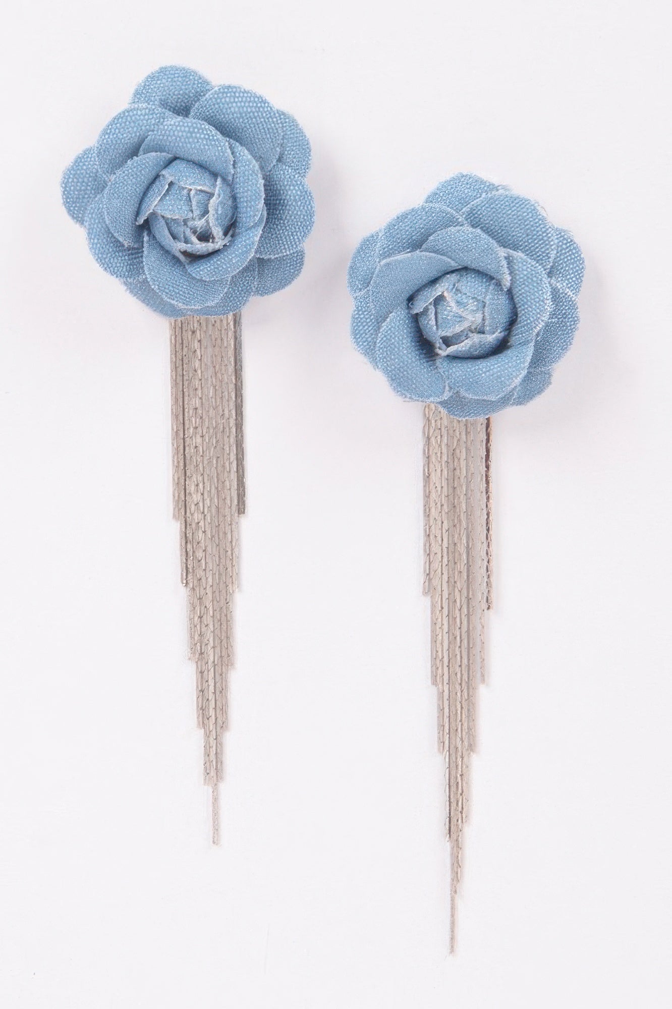 Denim Flower Metal Fringe Earring - It's a Girly Place