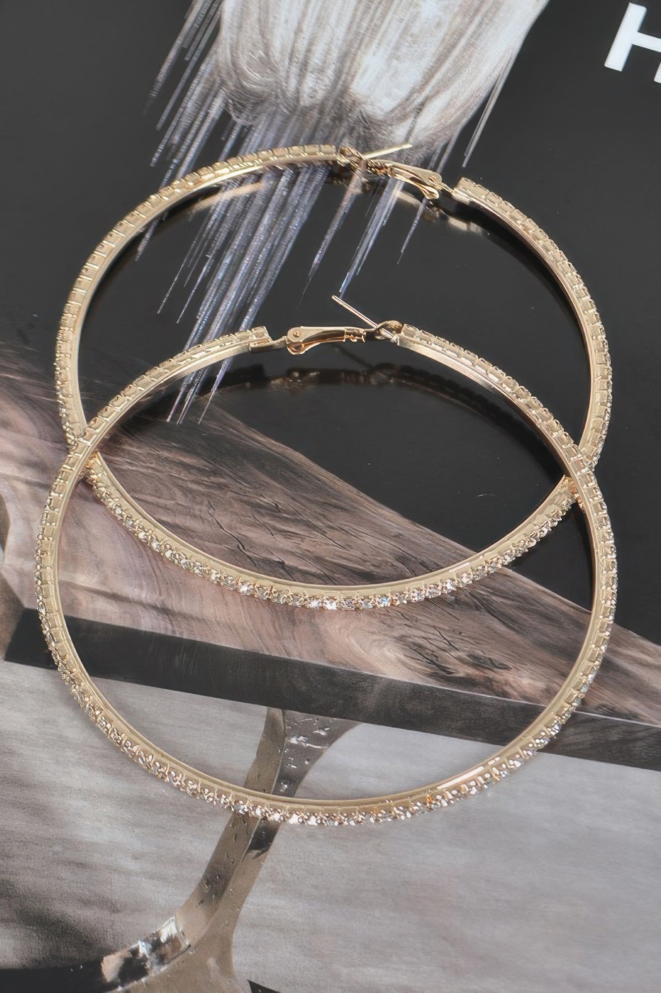 8cm Double Rhinestone Hoop Earrings - It's a Girly Place