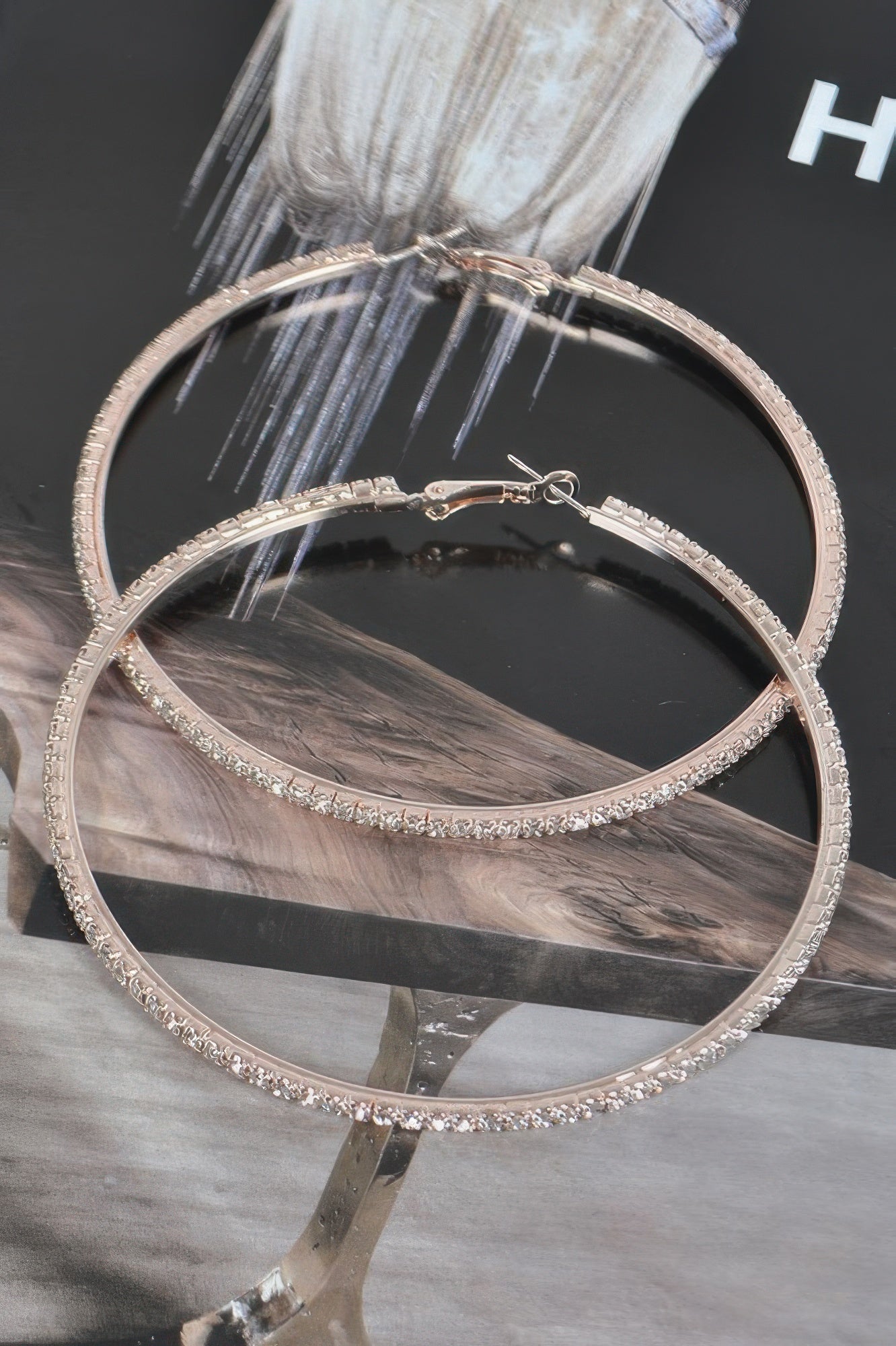 8cm Double Rhinestone Hoop Earrings - It's a Girly Place