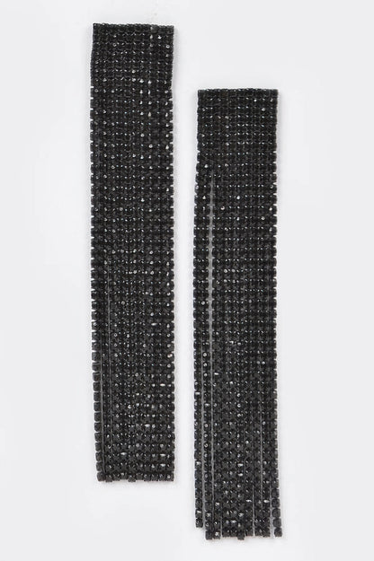 Rhinestone Curtain Drop Earrings - It's a Girly Place