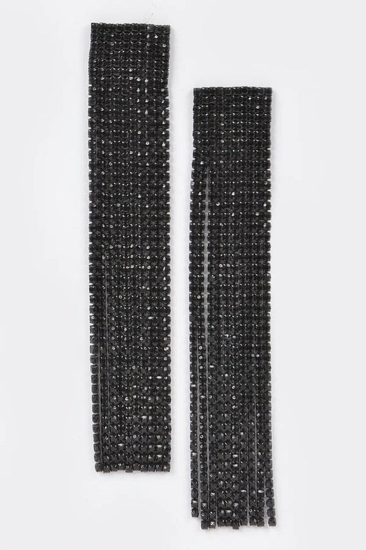 Rhinestone Curtain Drop Earrings - It's a Girly Place