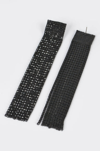 Rhinestone Curtain Drop Earrings - It's a Girly Place