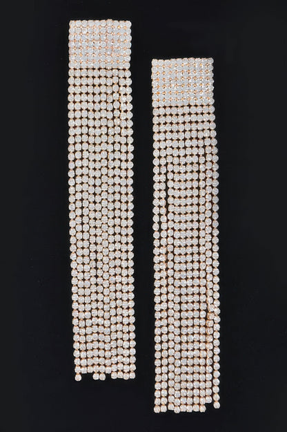 Rhinestone Curtain Drop Earrings - It's a Girly Place