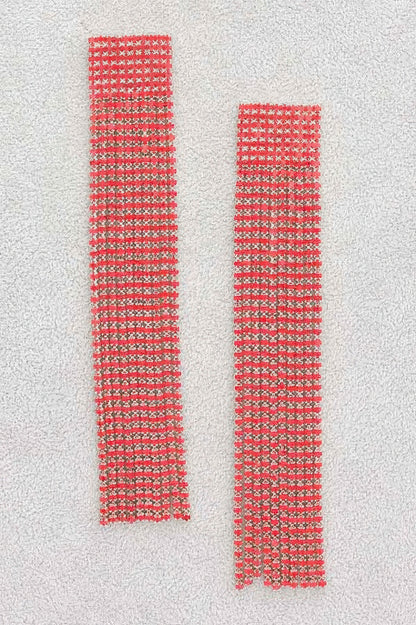 Rhinestone Curtain Drop Earrings - It's a Girly Place