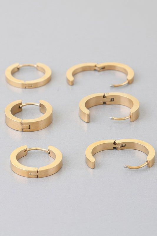 Triple Modern Hoop Earrings - It's a Girly Place