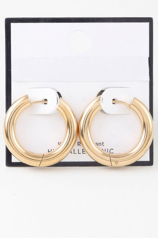 Shiny Modern Hoop Earrings - It's a Girly Place