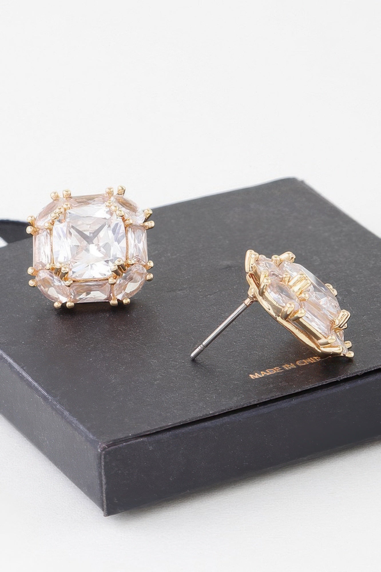 Double Cubic Rhinestone Stud Earrings - It's a Girly Place