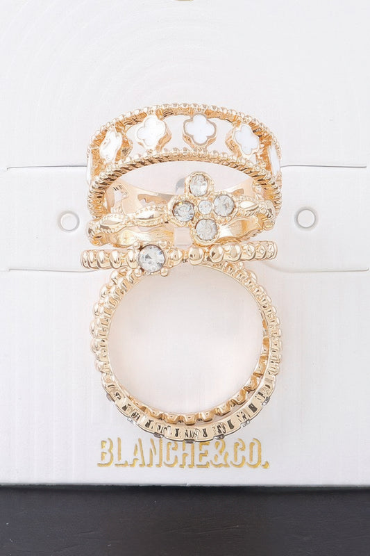 Multi Jewel Clover Ring Set - It's a Girly Place