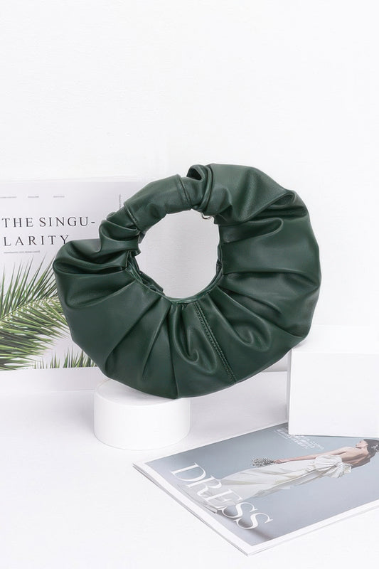 Faux Leather Pleated Handle Clutch - It's a Girly Place