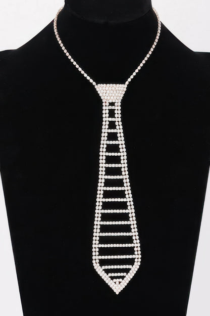 Rhinestone Necktie Necklace - It's a Girly Place