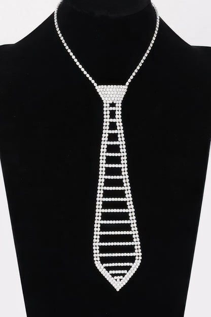Rhinestone Necktie Necklace - It's a Girly Place