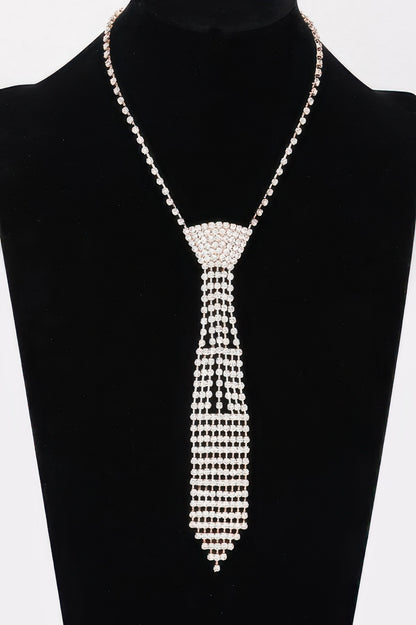 Rhinestone Necktie Necklace - It's a Girly Place