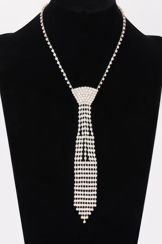 Rhinestone Necktie Necklace - It's a Girly Place