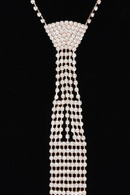 Rhinestone Necktie Necklace - It's a Girly Place
