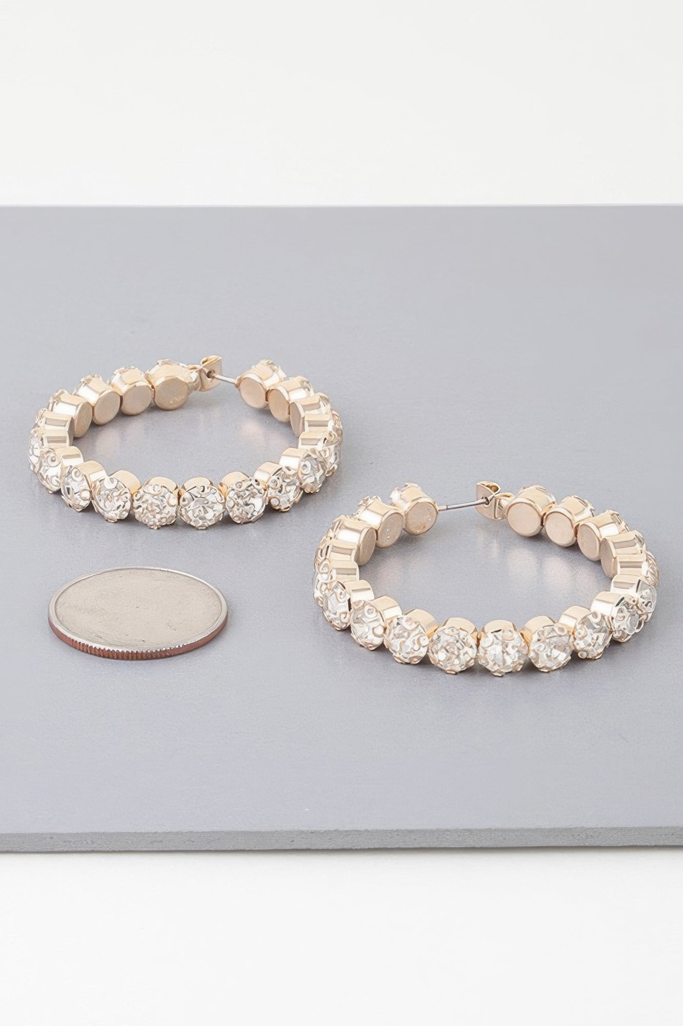 Geometric Rhinestone Cut Hoop Earrings - It's a Girly Place