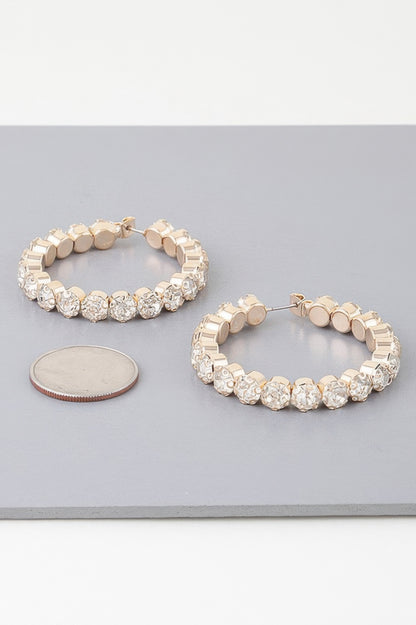 Geometric Rhinestone Cut Hoop Earrings - It's a Girly Place