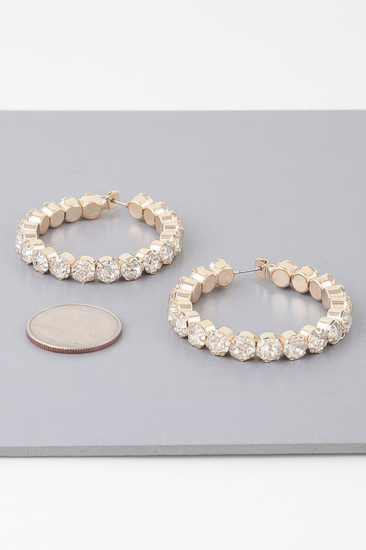 Geometric Rhinestone Cut Hoop Earrings - It's a Girly Place