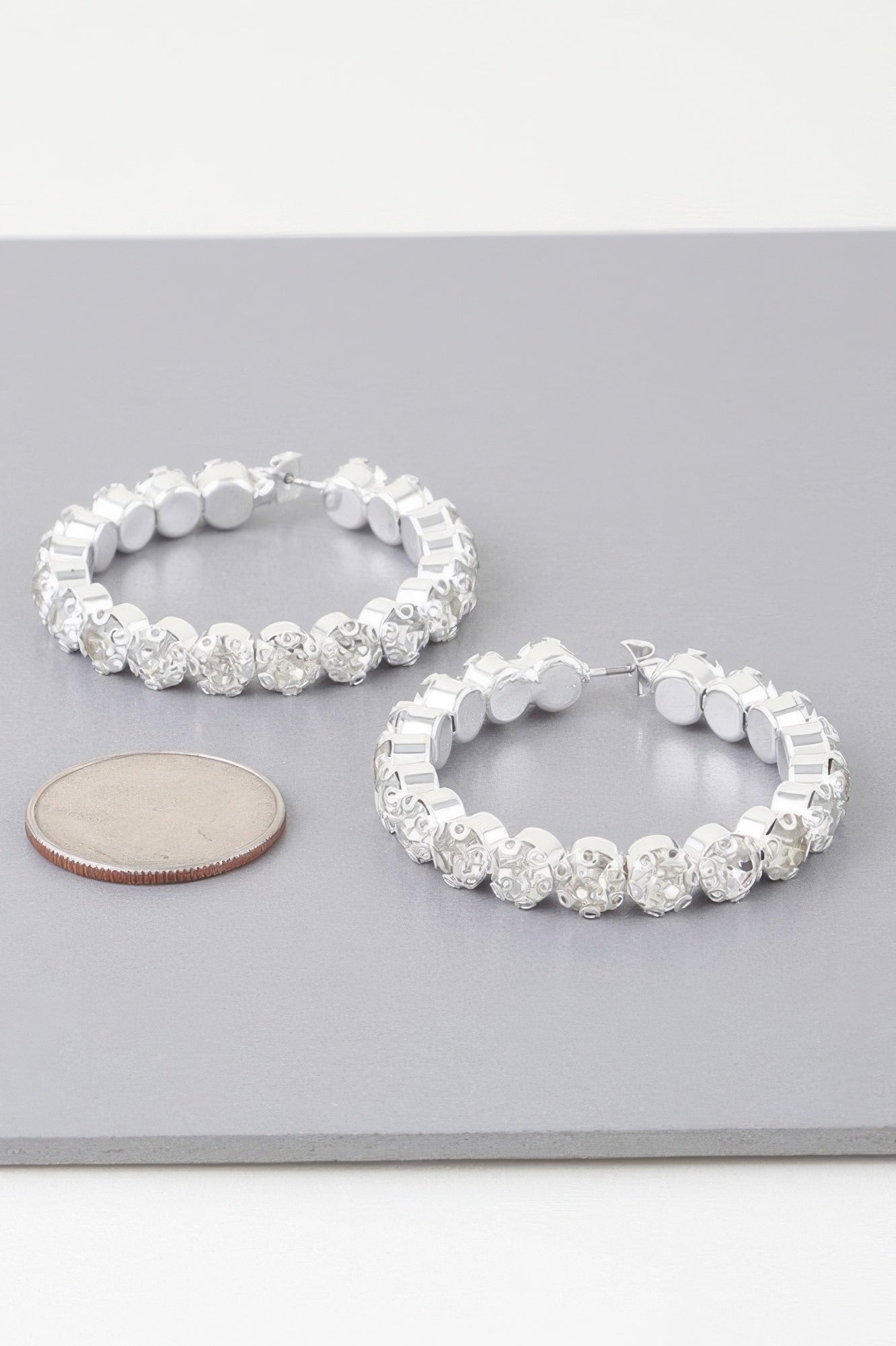 Geometric Rhinestone Cut Hoop Earrings - It's a Girly Place