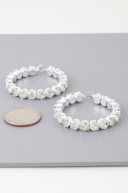 Geometric Rhinestone Cut Hoop Earrings - It's a Girly Place