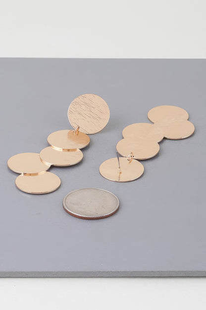 Modern Hammered Disk Drop Earrings - It's a Girly Place