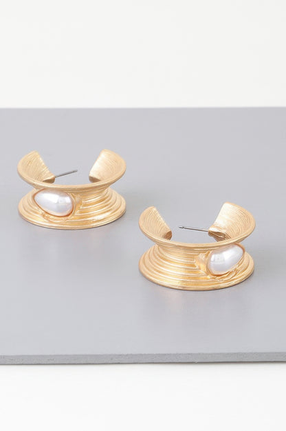 Flared Pearl Teardrop Hoop Earrings - It's a Girly Place