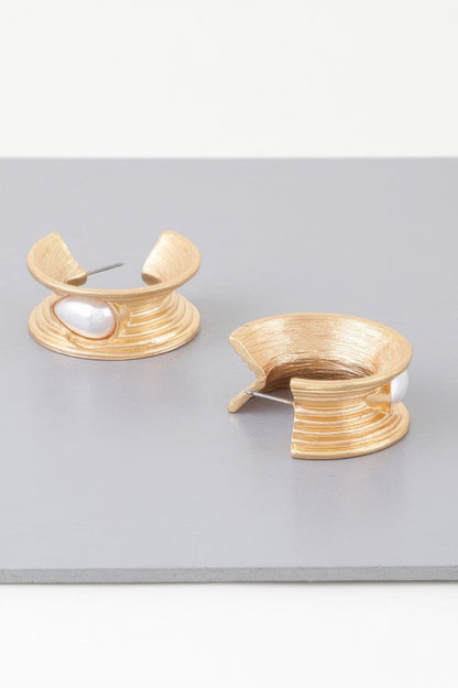 Flared Pearl Teardrop Hoop Earrings - It's a Girly Place