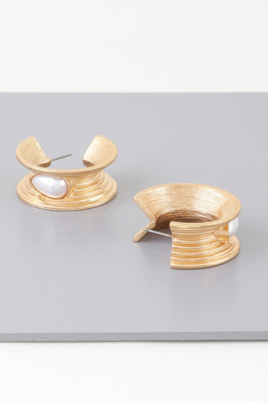 Flared Pearl Teardrop Hoop Earrings - It's a Girly Place