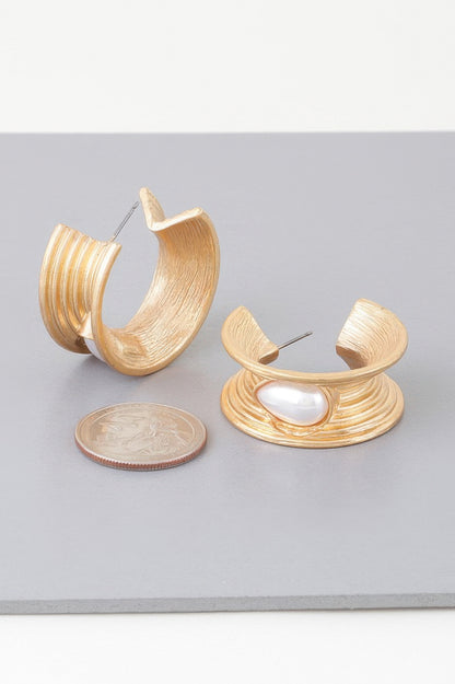 Flared Pearl Teardrop Hoop Earrings - It's a Girly Place