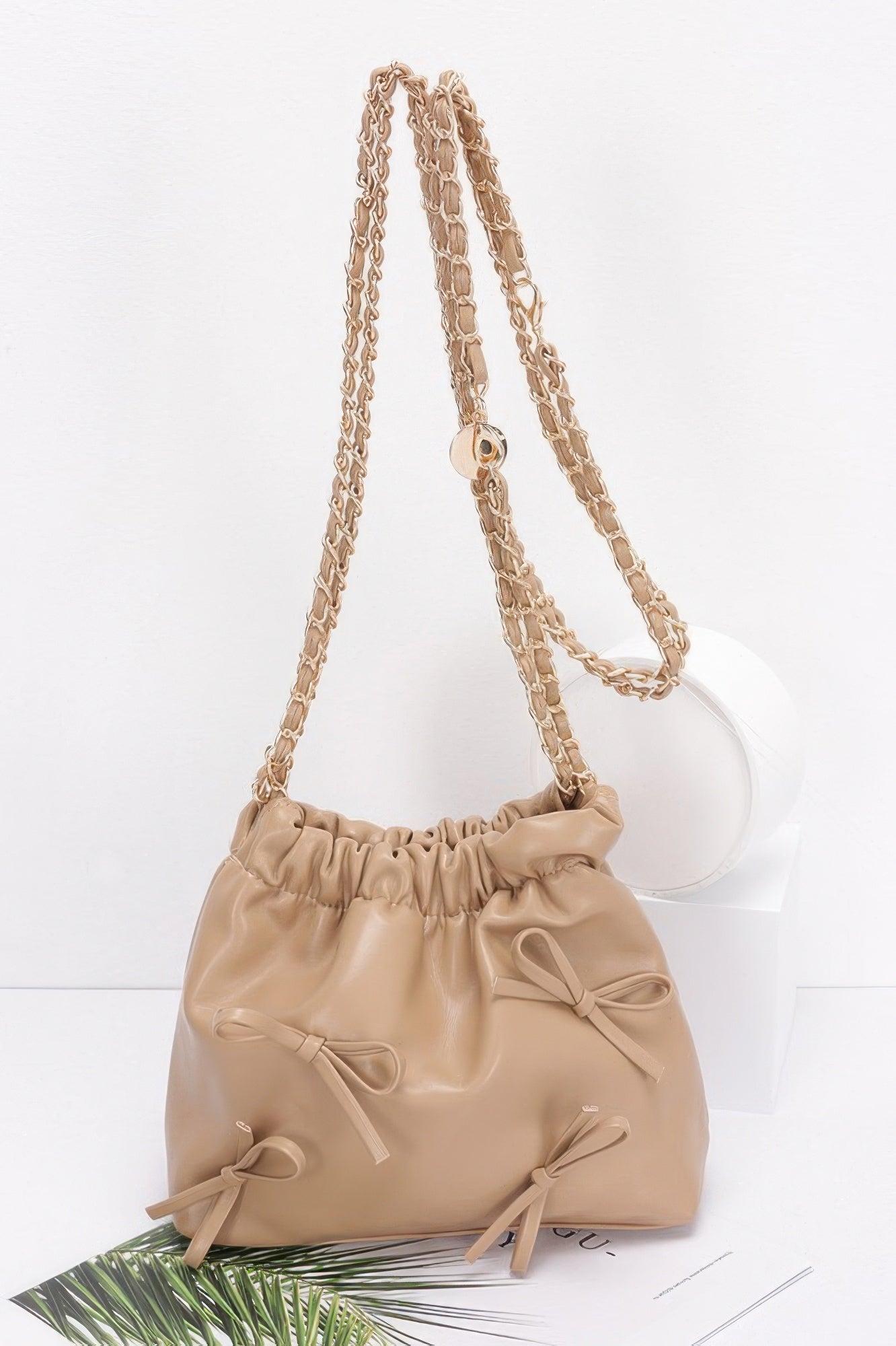 Faux Leather Multi Ribbon Bucket Chaincrossbodybag - It's a Girly Place