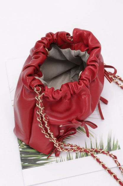 Faux Leather Multi Ribbon Bucket Chaincrossbodybag - It's a Girly Place