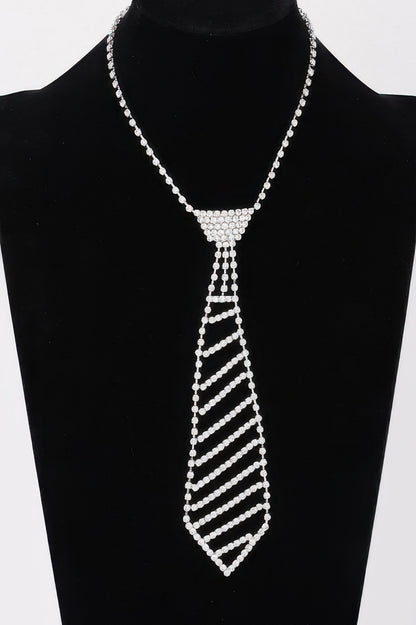 Rhinestone Necktie Necklace - It's a Girly Place