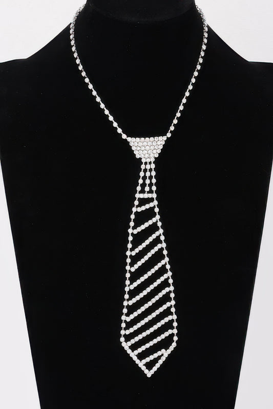 Rhinestone Necktie Necklace - It's a Girly Place