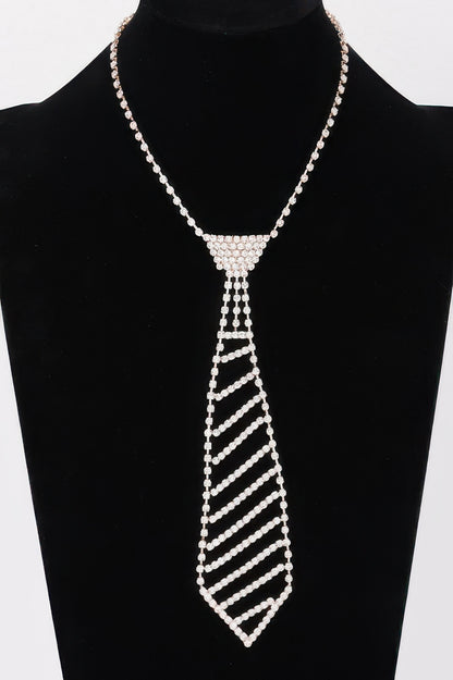 Rhinestone Necktie Necklace - It's a Girly Place