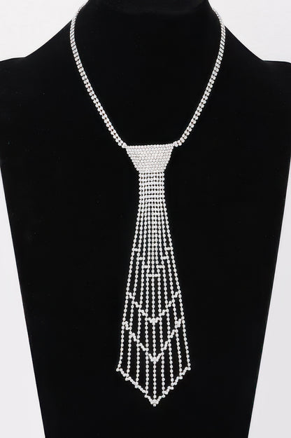 Rhinestone Necktie Necklace - It's a Girly Place