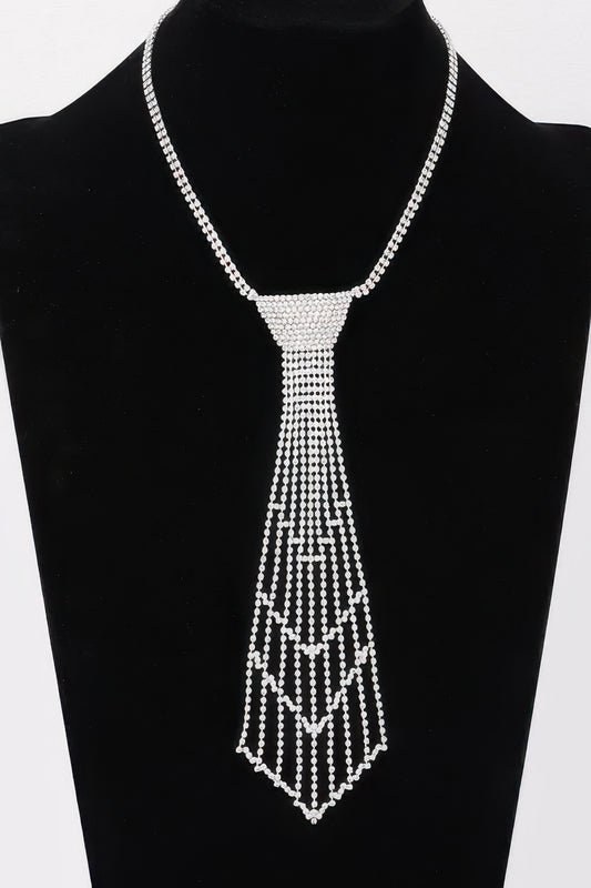 Rhinestone Necktie Necklace - It's a Girly Place