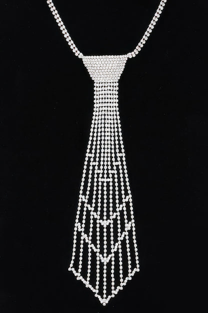 Rhinestone Necktie Necklace - It's a Girly Place