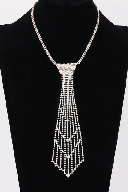 Rhinestone Necktie Necklace - It's a Girly Place
