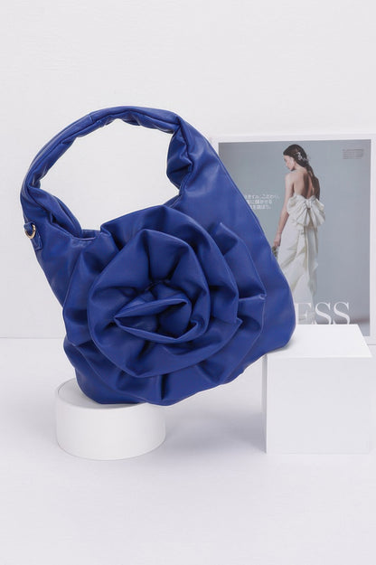 Faux Leather Big Flower Handle Bag - It's a Girly Place